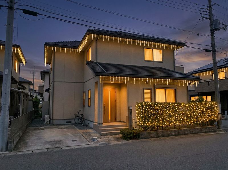 シミュレーターが合成した軒先つららライトと植栽ライトのイメージ