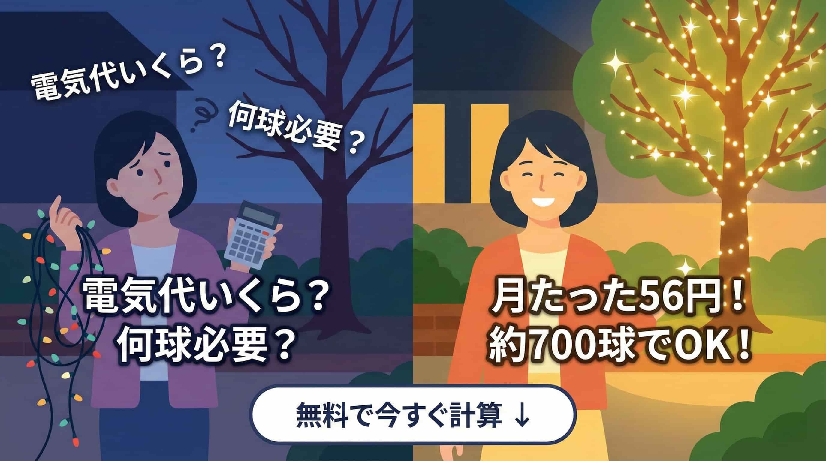 イルミネーション計算ツール - 電気代や必要球数がすぐわかる